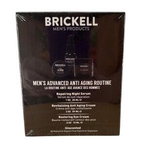 Brickell Men's 3pc Advanced Anti-Aging Skin Care Routine Night Serum Eye Cream